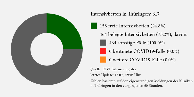 Statistik der Intensivbetten für Thüringen auf Grundlage des DIVI-Intensivregisters