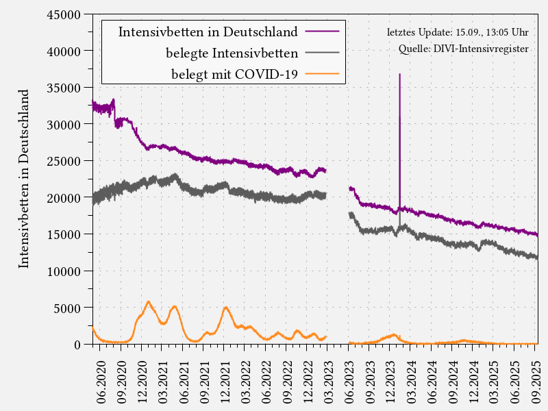 Statistik der Intensivbetten für Deutschland auf Grundlage des DIVI-Intensivregisters